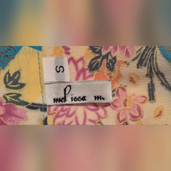 Melissa M Floral Faux-Wrap Midi Dress — Teal Multi (S) - Picture 4 of 4